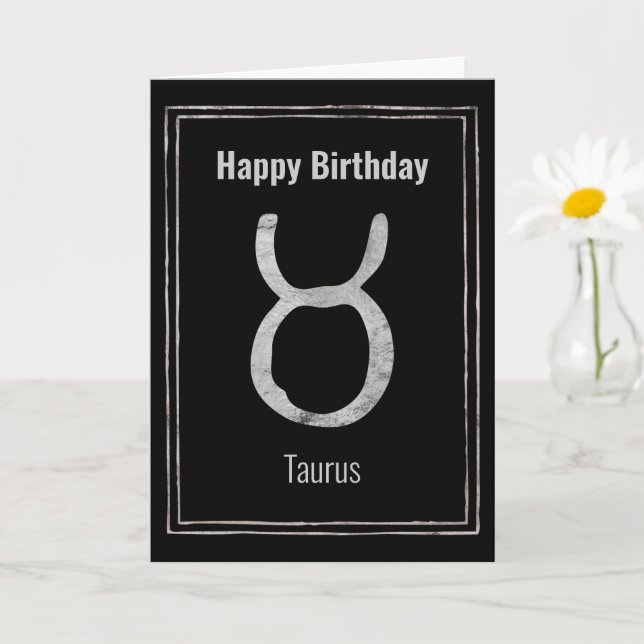 Cartão Taurus, o boi zodiac prata Parabéns (Planta pequena)
