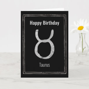 Cartão Taurus, o boi zodiac prata Parabéns