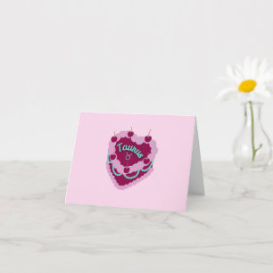 Cartão Taurus Zodiac Pastel Cardíaco Bolo de Aniversário