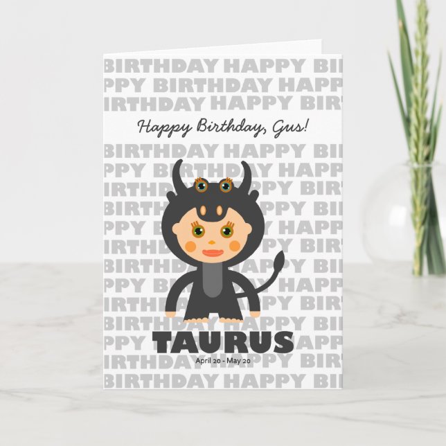 Cartão Taurus Zodiac - Sinal de Aniversário (Frente)
