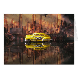 Cartão táxi diminuto dos anos 40 na frente do contexto de