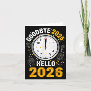 Cartão Tchau 2025 Olá 2026 Camiseta Com Relógio Ano Novo