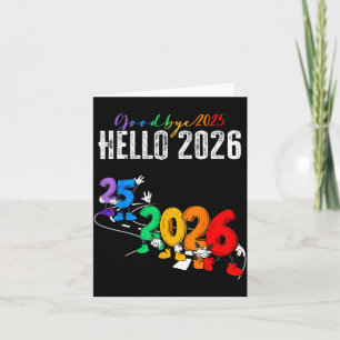 Cartão Tchau 2025 Olá 2026 Desenho Engraçado Ano Novo Men