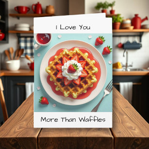 Cartão Te amo mais que Waffles   Feliz aniversário