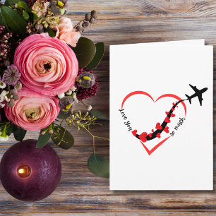 Cartão Te amo tanto Coração e Avião Romântico Simples