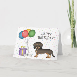 Cartão Tê-loiro arameado Dachshund Fieliz Aniversário