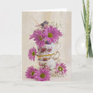 Cartão Tea Cups And Daisies