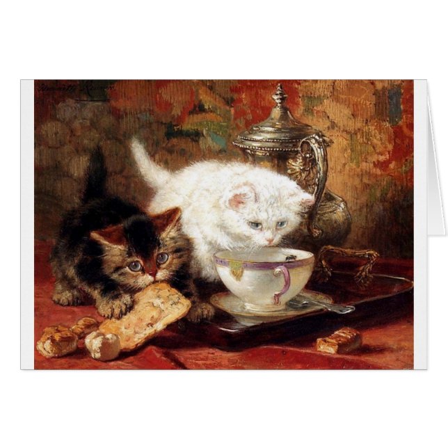 Cartão Tea party alto dos gatinhos (Frente Horizontal)