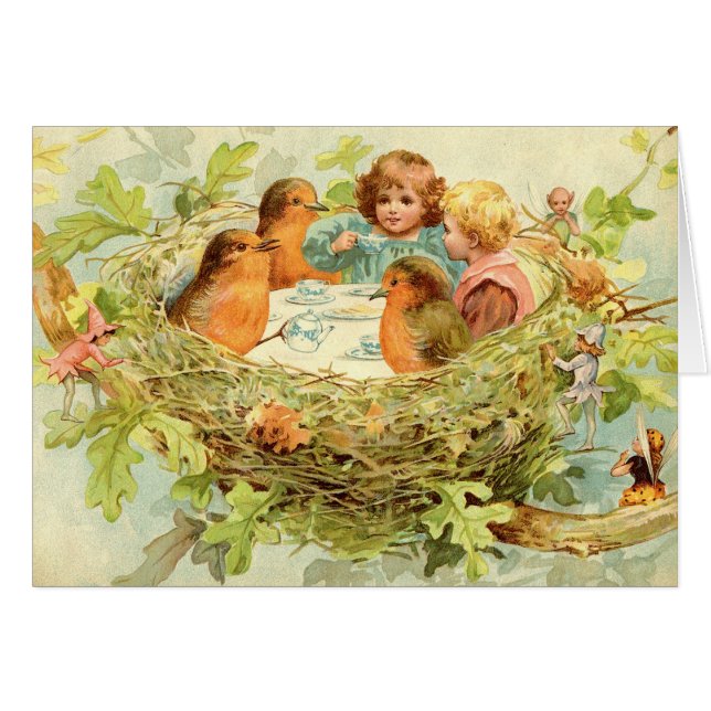 Cartão Tea party da copa de árvore (Frente Horizontal)