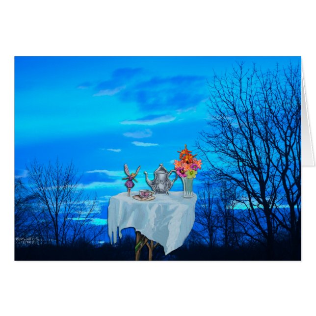 Cartão Tea party feericamente (Frente Horizontal)