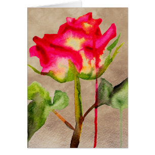 Cartão Tea Rosa aquosa híbrido cor-de-água, moderna art