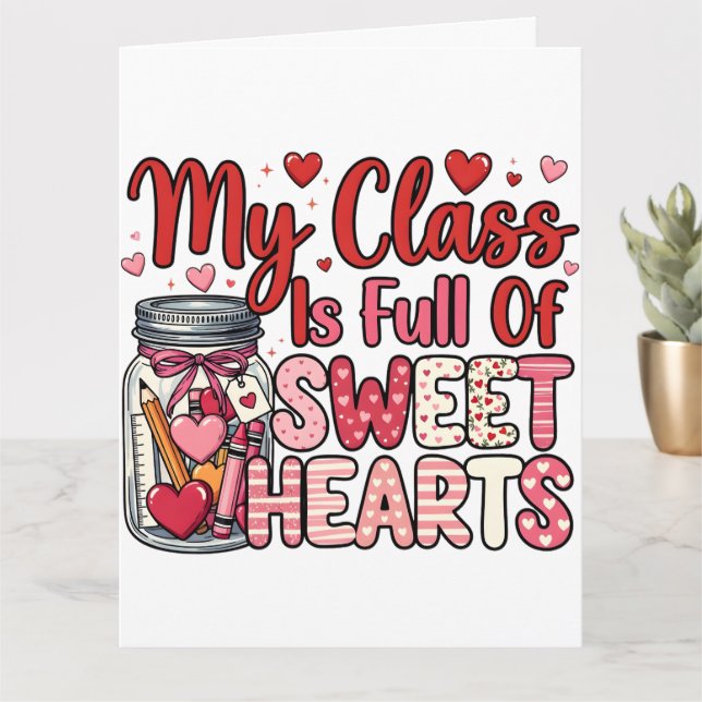 Cartão Teacher Sweet Heart Valentine's Greeting Card (Planta pequena)