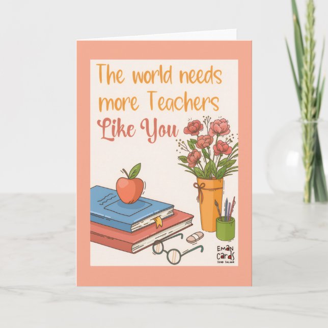 Cartão Teacher's Day Card with Flowers (Frente)
