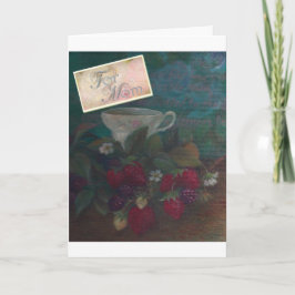 Cartão Teacup da morango do aniversário da mãe