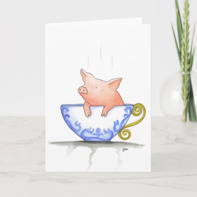 Cartão Teacup Pig Impressão (Frente)