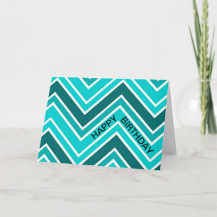Cartão Teal Blue Chervon Padrão Zig Zag Parabéns