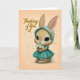 Cartão Teal Bonnet Baby Bunny Thinking of You Card