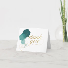 Cartão Teal e Dourado Hexágono Moderno Obrigado