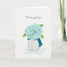 Cartão Teal Hydrangea Pensando em você