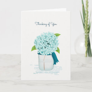 Cartão Teal Hydrangea Pensando em você