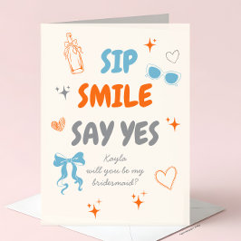 Cartão Teal  + Orange Doodle Bridesmaid Proposal