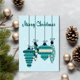 Cartão Teal Ornaments Christmas
