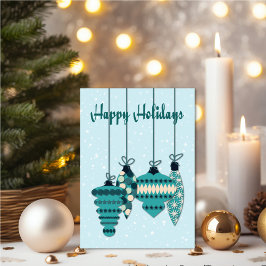 Cartão Teal Ornaments Holiday