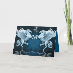 Cartão Teal Pegasus Reflections Greeting Card