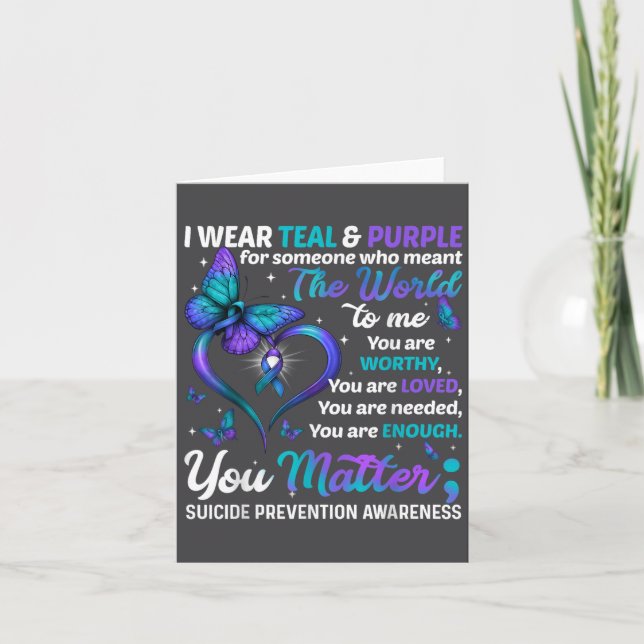 Cartão Teal Purple You Suicide Prevention Awareness Month (Frente)