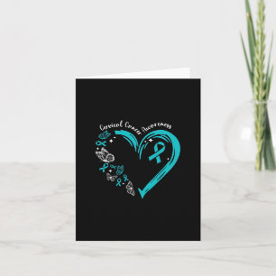 Cartão Teal Ribbon Butterfly Heart Cervical Cancer Awaren