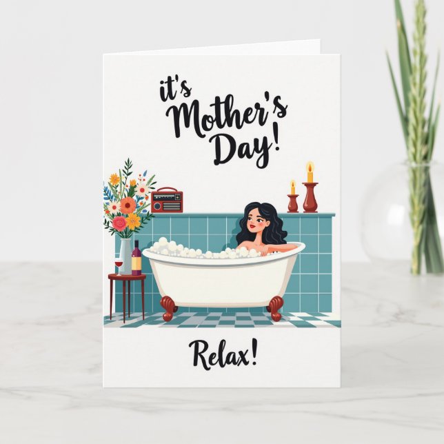 Cartão Teal Tile Relaxing Bath Card (Frente)