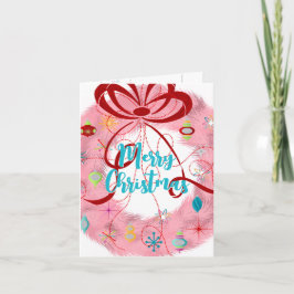 Cartão Teal Wreath Retro Natal