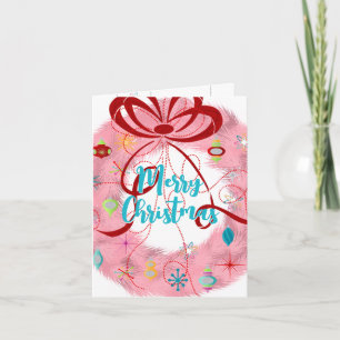 Cartão Teal Wreath Retro Natal