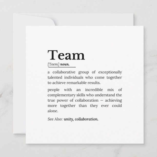 Cartão Team Definition – The Power of Collaboration  (Frente)