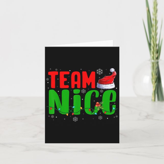 Cartão Team Naughty Nice Santa Hat Funny Christmas Matchi (Frente)