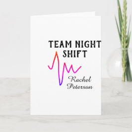 Cartão Team night shift nurse doctor medical name heart l