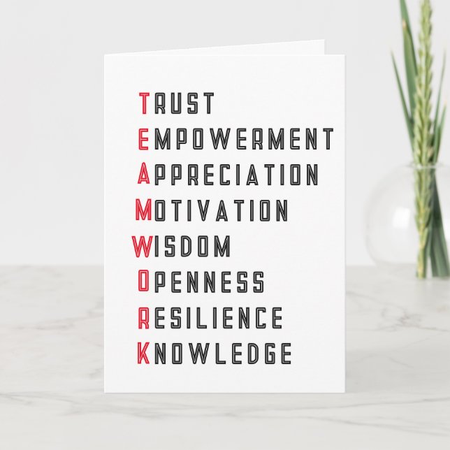 Cartão Teamwork Positive Words Appreciation Card Collabor (Frente)