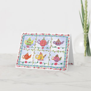 Cartão Teapot Flower Sampler Blank Note Card