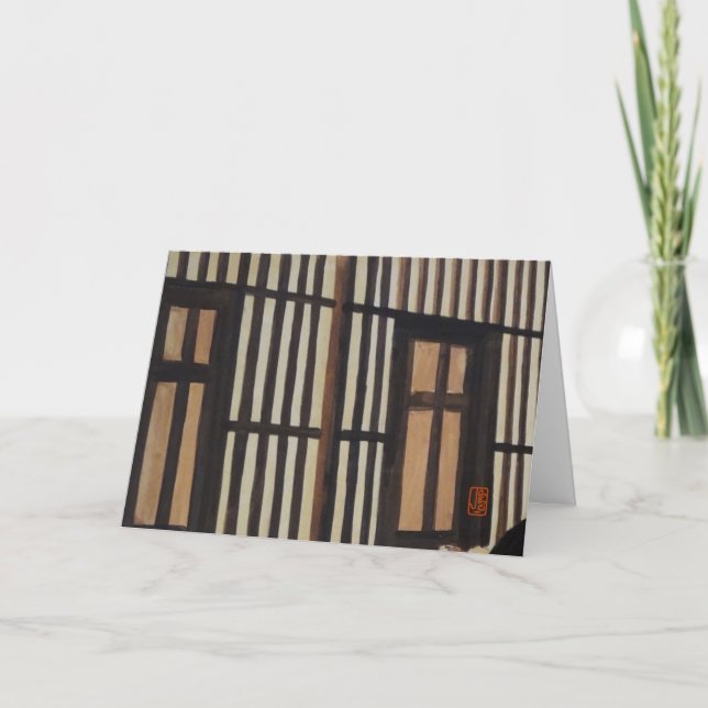 Cartão Tearoom Closeup "As portas da tela Shoji" (Frente)