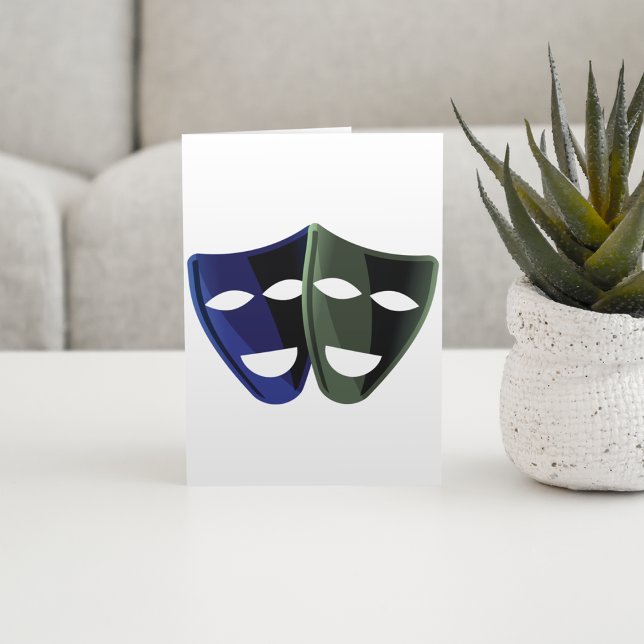 Cartão Teatro Máscaras Azul E Verde (Criador carregado)