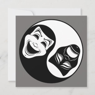 Cartão Teatro Yin Yang Design - Máscaras de Comédia e Tra
