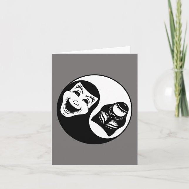 Cartão Teatro Yin Yang Design - Máscaras de Comédia e Tra (Frente)