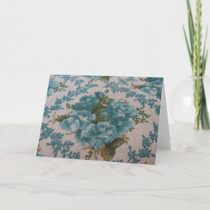 Cartão Tecido Floral Azul Vintage