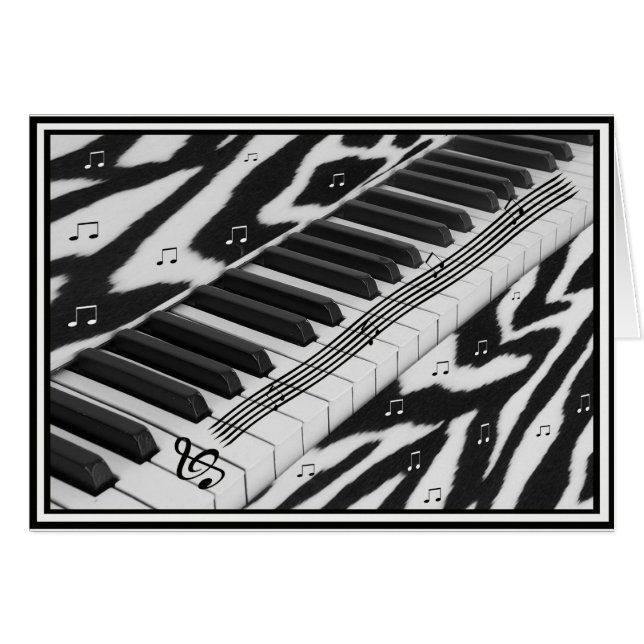 Cartão Teclado Piano de Impressão Zebra (Frente Horizontal)