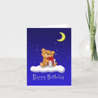 Cartão Teddy Bear com presente - Parabéns