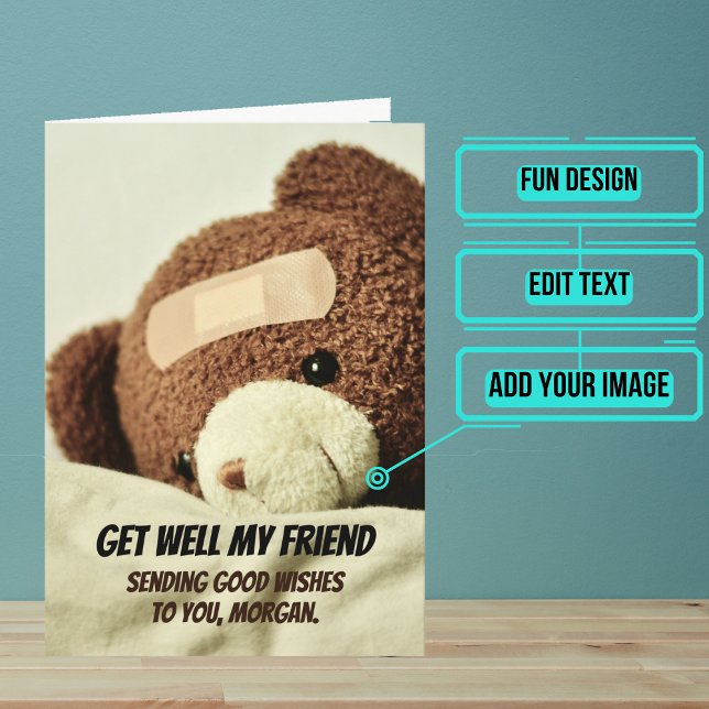 Cartão Teddy Bear Da Próxima Geração (Send this lovely card to your loved one who is brave in the face of an accident or illness.)