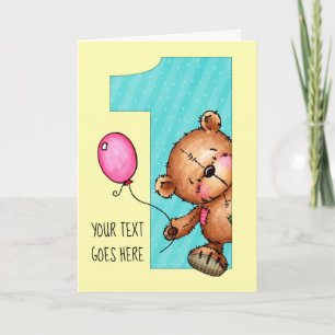 Cartão Teddy Bear is Turning One! Happy Birthday