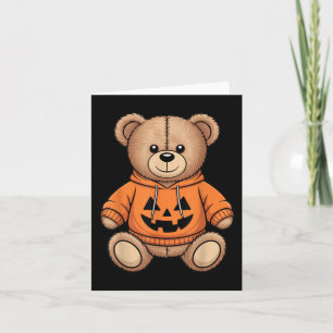 Cartão Teddy Bear Pumpkin Graphical Fall Halloween
