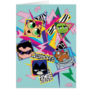 Cartão Teen Titans Go! Colagem em grupo dos anos 90