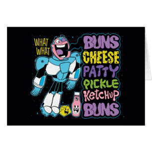 Cartão Teen Titans Go!   Cyborg Burger Rap